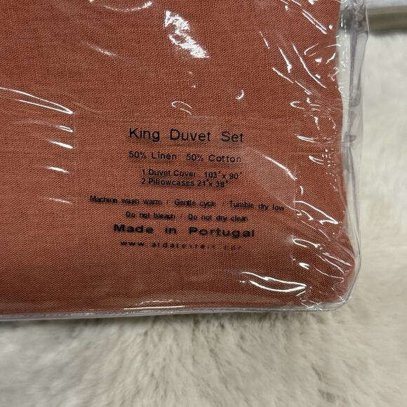 Alda Têxteis King Duvet Set 50% Linen 50% Cotton Terracotta Portugal NWT - Picture 4 of 4